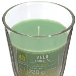 Vela con contenedor de vidrio té verde 9x10 cm