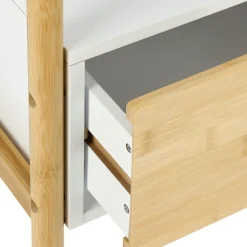 Velador auxiliar bambú y MDF con un cajón 30x30x60 cm